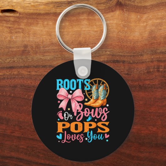 Boots Or Bows Ps Loves You Gender Reveal Family  Sleutelhanger (Voorkant)