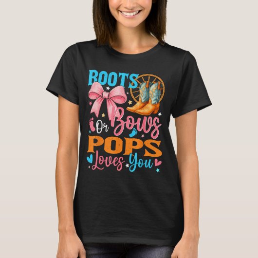 Boots Or Bows Ps Loves You Gender Reveal Family  T-shirt (Voorkant)