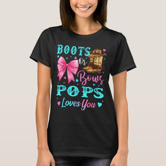 Boots Or Bows Ps Loves You Gender Reveal Family  T-shirt (Voorkant)
