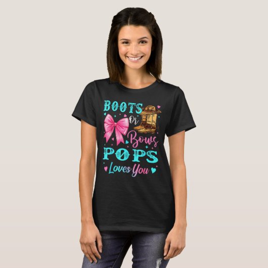 Boots Or Bows Ps Loves You Gender Reveal Family  T-shirt (Voorkant volledig)