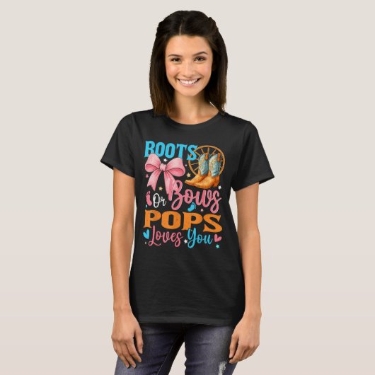 Boots Or Bows Ps Loves You Gender Reveal Family  T-shirt (Voorkant volledig)