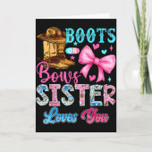 Boots Or Bows Sister Loves You Gender Reveal Famil Kaart (Voorkant)