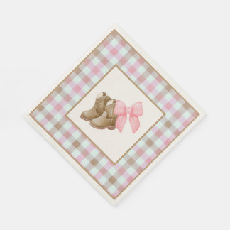 Boots or Bows Theme Gender Reveal Paper Napkins Servet