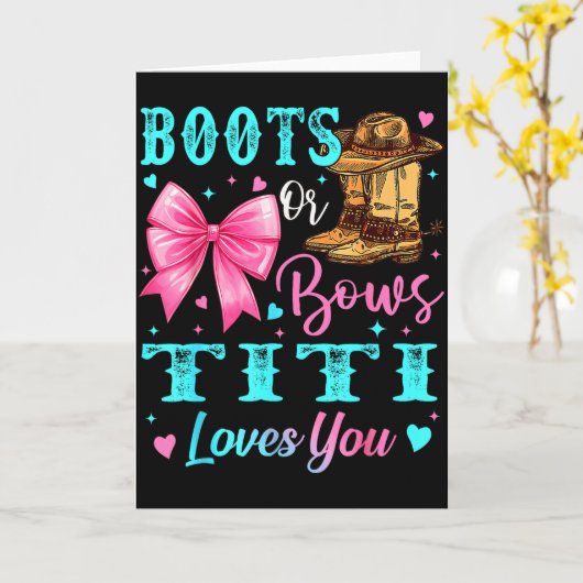 Boots Or Bows Titi Loves You Gender Reveal Family  Kaart (Gele Bloem)