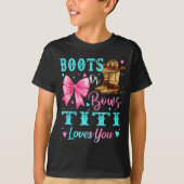 Boots Or Bows Titi Loves You Gender Reveal Family  T-shirt (Voorkant)