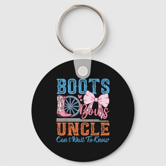 Boots Or Bows Uncle Loves You Gender Reveal Family Sleutelhanger (Voorkant)