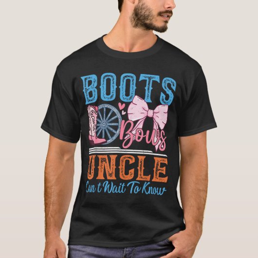 Boots Or Bows Uncle Loves You Gender Reveal Family T-shirt (Voorkant)