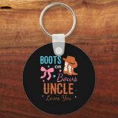 Boots Or Bows Uncle Loves You Gender Reveal Party Sleutelhanger (Voorkant)