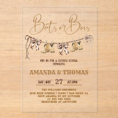 Boots or Bows Western Gender Reveal Acryl Uitnodigingen (Voorkant)