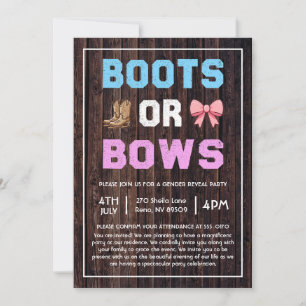 Boots or Bows Western Gender Reveal Kaart