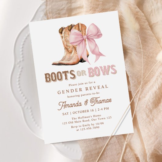 Boots or Bows Western Gender Reveal Kaart