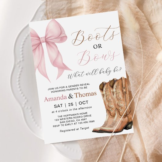 Boots or Bows Western Gender Reveal Kaart