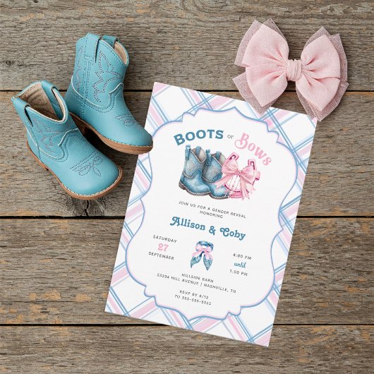 Boots or Bows Western Gender Reveal Kaart