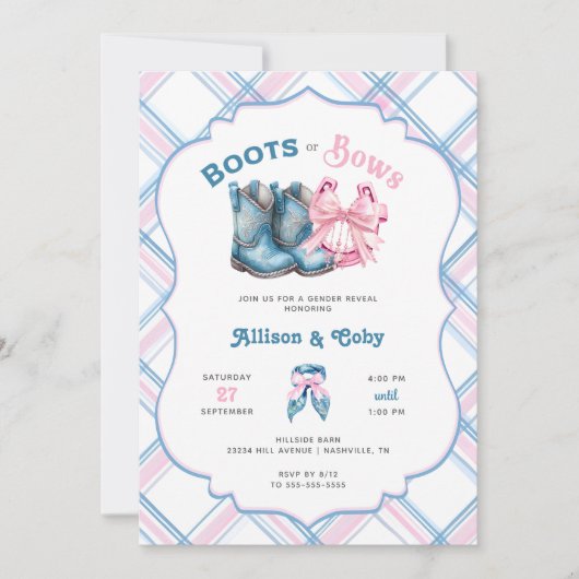 Boots or Bows Western Gender Reveal Kaart (Voorkant)