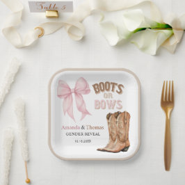 Boots or Bows Western Gender Reveal Papieren Bordje