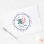 Boots or Bows Western Gender Reveal Ronde Sticker (Envelop)