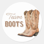Boots or Bows Western Gender Reveal Voting Ronde Sticker (Voorkant)