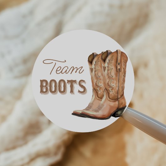 Boots or Bows Western Gender Reveal Voting Ronde Sticker
