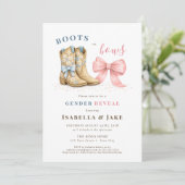 Boots or Bows Western Theme Gender Reveal Party Kaart (Staand voorkant)