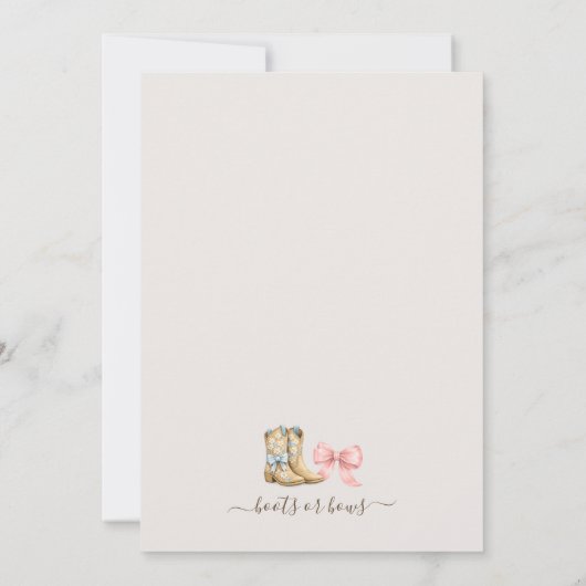 Boots or Bows Western Theme Gender Reveal Party Kaart (Achterkant)
