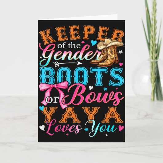 Boots Or Bows Yaya Loves You Gender Reveal Family  Kaart (Voorkant)