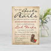Boots & Pearls Bachelorette Party Invitation Kaart (Staand voorkant)