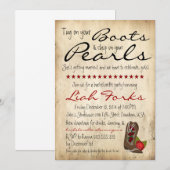 Boots & Pearls Bachelorette Party Invitation Kaart (Voorkant / Achterkant)
