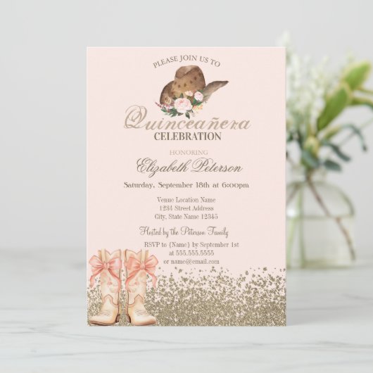 Boots Quinceañera Kaart (Staand voorkant)