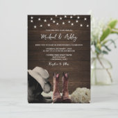 Boots & Rozen gepersonaliseerde huwelijksuitnodigi Kaart (Staand voorkant)