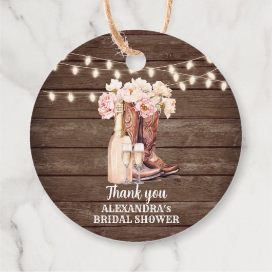 Boots Rustic Cowgirl BRUIDJFTS FEest Bedankt Bedankjes Labels (Achterkant)