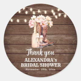 Boots Rustic Cowgirl BRUILOFTSFEest Bedankt Ronde Sticker