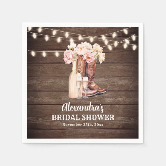 Boots rustieke cowgirl VRIJGEZELLENFEEST dank u Servet (Voorkant)