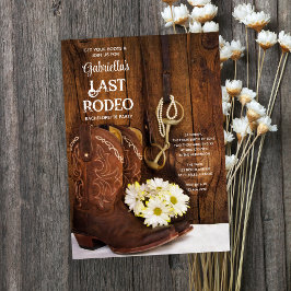 Boots White Daisies Last Rodeo Bachelorette Party Kaart