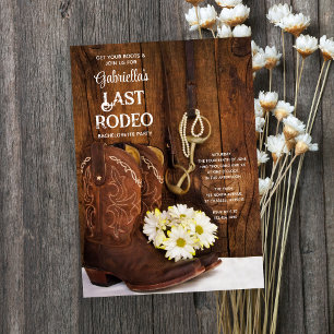 Boots White Daisies Last Rodeo Bachelorette Party Kaart