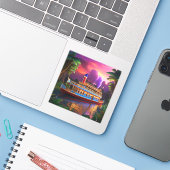 Bootsfahrt auf dem Amazonas Sticker (Laptop met iPhone)