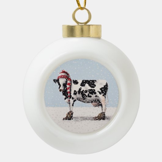Bootsie De kerstversiering van de Koe Keramische Bal Ornament (Voorkant)
