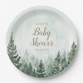 Bootsige dennenboom bos babyshower papieren bordje
