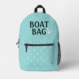 Bootszak Aqua en Wit met Ankers Bedrukte Rugzak