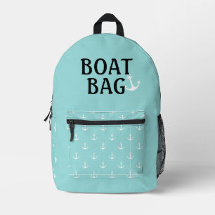 Bootszak Aqua en Wit met Ankers Bedrukte Rugzak