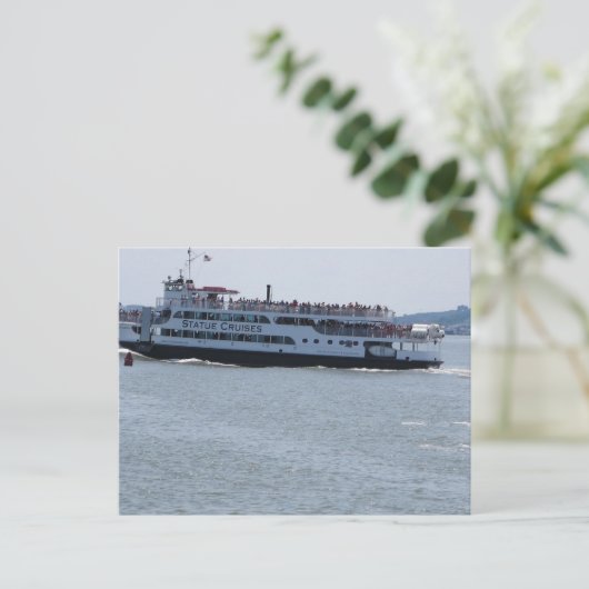Boottocht met schip zeilt New York Statue of Liber Briefkaart (Staand voorkant)