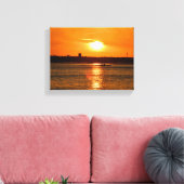 Boottocht op de rivier zonsondergang canvas afdruk (Insitu (Woonkamer))