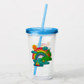 Boottochtlandschap onder de zon, wolken en regenbo acryl drinkbeker (Achterkant)