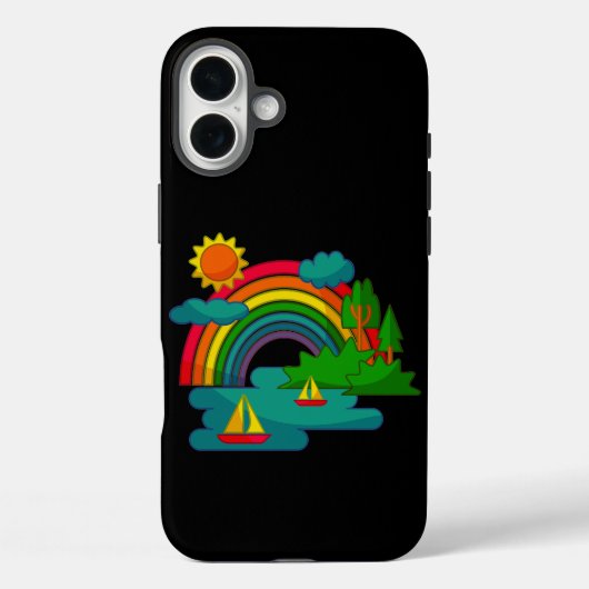 Boottochtlandschap onder de zon, wolken en regenbo Case-Mate iPhone case (Achterkant)