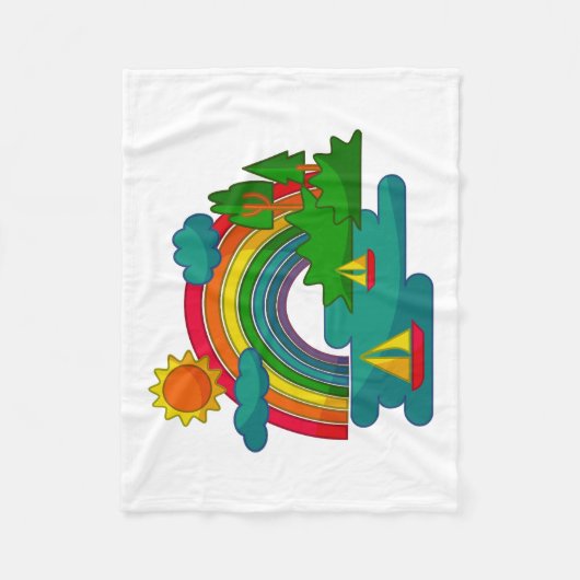 Boottochtlandschap onder de zon, wolken en regenbo fleece deken (Voorkant)