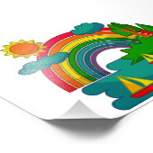 Boottochtlandschap onder de zon, wolken en regenbo foto afdruk (Hoek)