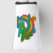 Boottochtlandschap onder de zon, wolken en regenbo golfheadcover (Draai 90)