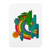 Boottochtlandschap onder de zon, wolken en regenbo magneet (Verticaal)