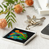 Boottochtlandschap onder de zon, wolken en regenbo sleutelhanger (Zijkant)