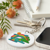 Boottochtlandschap onder de zon, wolken en regenbo sleutelhanger (Voorkant Rechts)