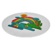 Boottochtlandschap onder de zon, wolken en regenbo snijplank (Hoek)